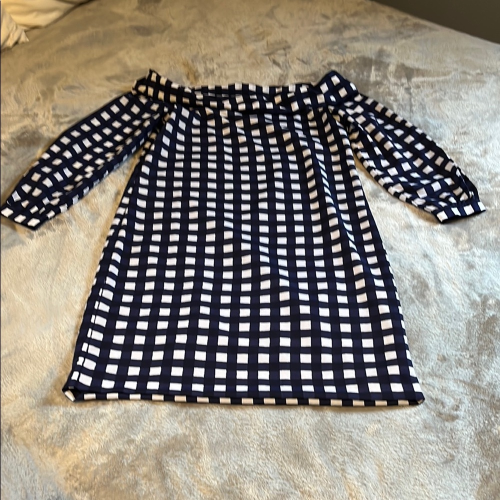 Banana Republic Navy and White Checkered Dress